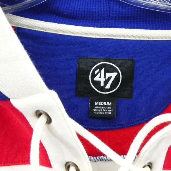 Men's '47 Cream New York Rangers Blue Line Heritage Lacer Pullover Hoodie